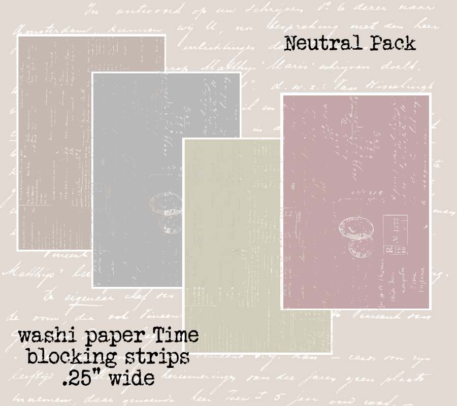 Time Blocking Strips for Journals and Planners | 4-Pack Neutral Color way | Smoke, Moss, Rose & Beige | Matching Bullet Points Available