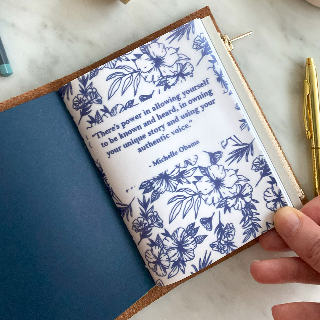 Leather Journal Traveler's Notebook Empowered Female + Espresso & Ink Mini Kit