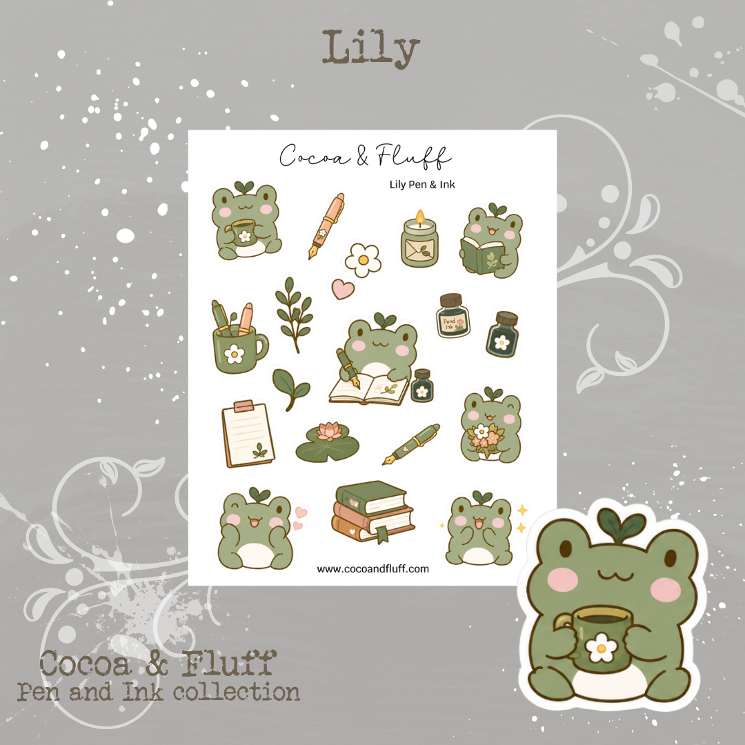 Lily – Pen & Ink Deco Sticker Sheet