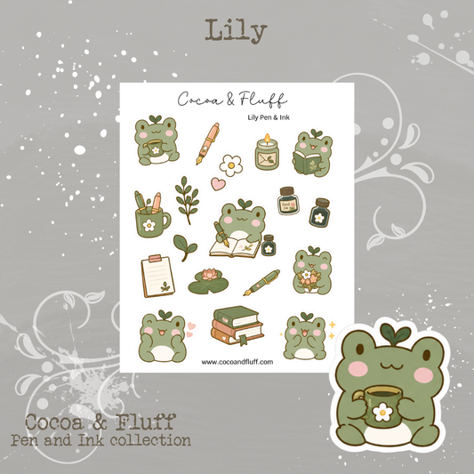 Lily – Pen & Ink Deco Sticker Sheet