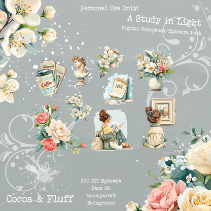 A Study in Light – Digital Scrapbook + Ephemera Pack | Printable Journal & Collage Kit