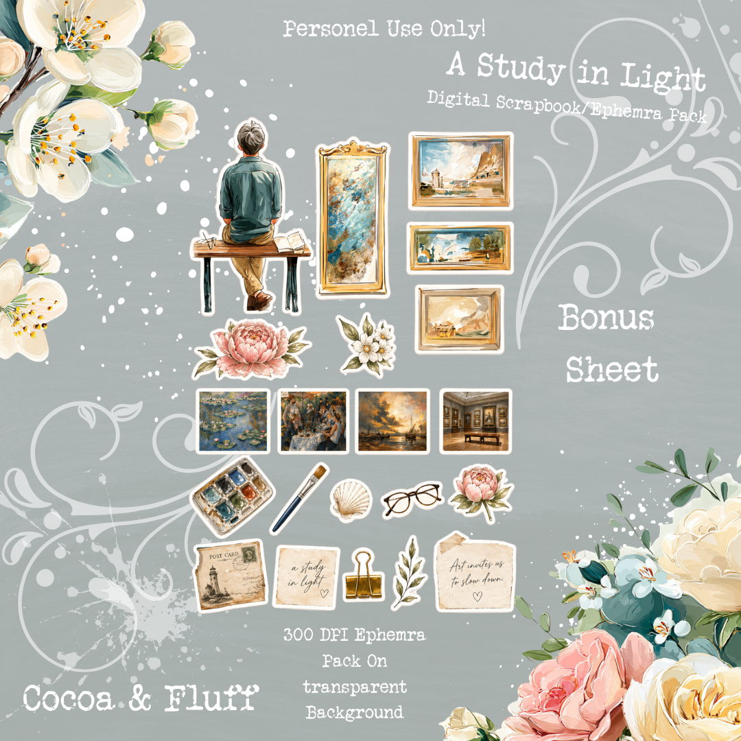 A Study in Light – Digital Scrapbook + Ephemera Pack | Printable Journal & Collage Kit