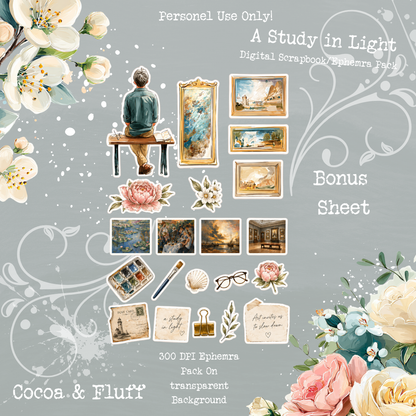 A Study in Light – Digital Scrapbook + Ephemera Pack | Printable Journal & Collage Kit