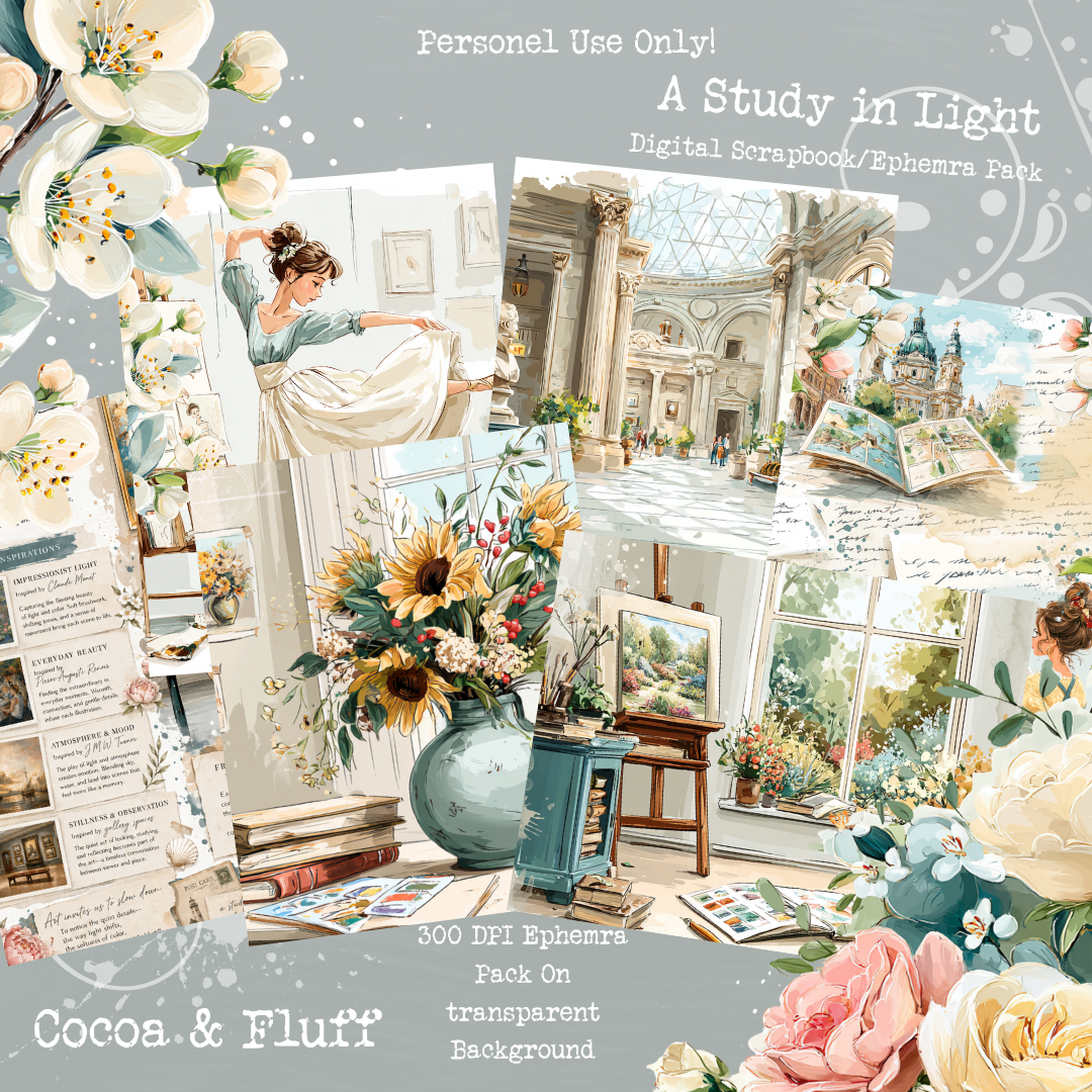 A Study in Light – Digital Scrapbook + Ephemera Pack | Printable Journal & Collage Kit