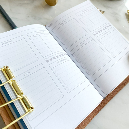 Leather Journal Traveler's Notebook Empowered Female + Espresso & Ink Mini Kit