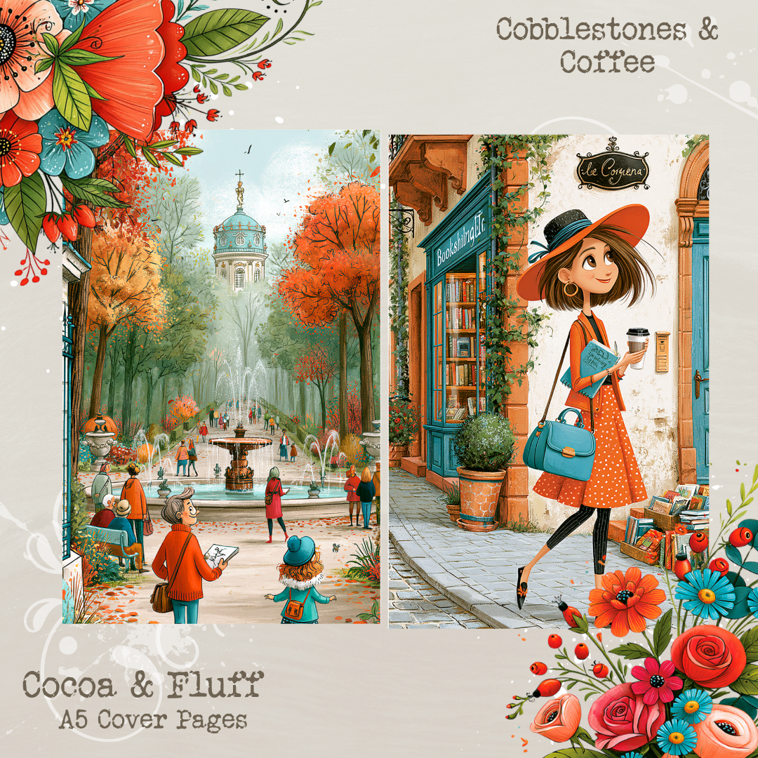 A5 Cover Sheets - NEW ITEM - Cobblestones & Coffee