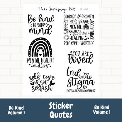 Be Kind Vol 1 Quote Sheet