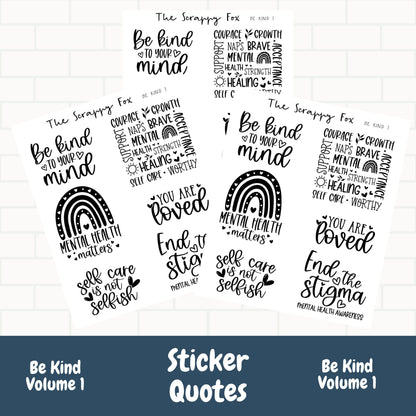 Be Kind Vol 1 Quote Sheet