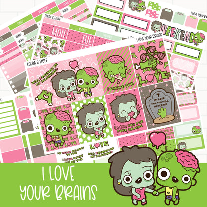 I Love Your Brains Standard Vertical Weekly Sticker Kit