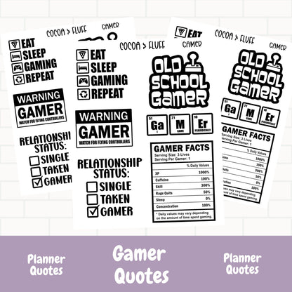 Gamer Quote Sheet