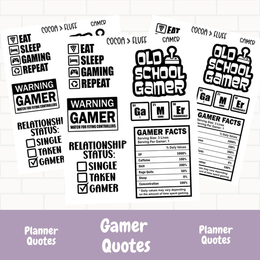Gamer Quote Sheet