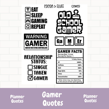 Gamer Quote Sheet