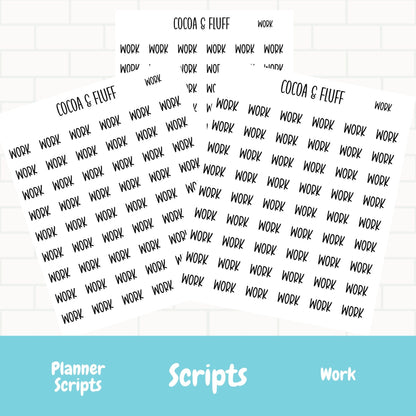 Work Time Script Stickers