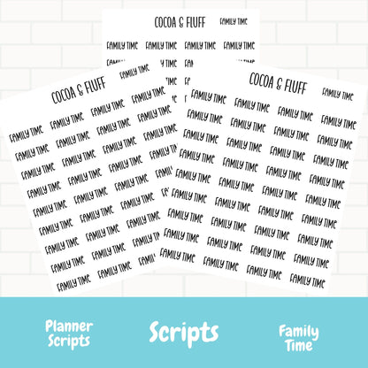 Family Time Script Stickers