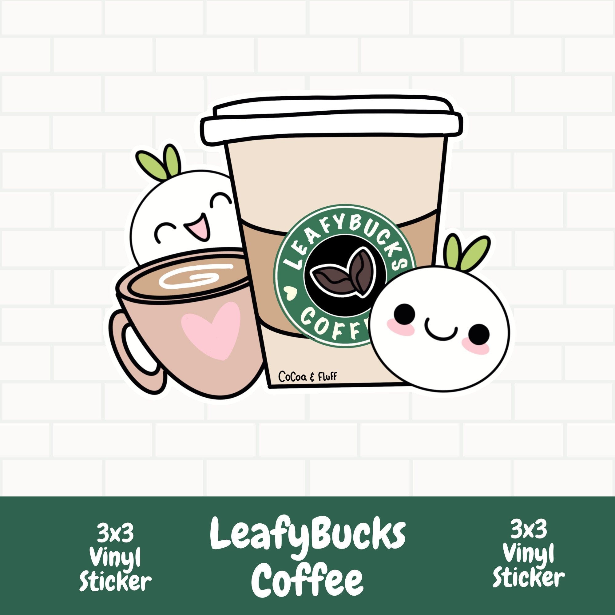Cafe Leafy Vinyl Sticker – Cocoa & Fluff