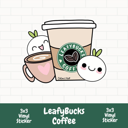 Cafe Leafy Vinyl Sticker