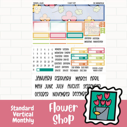 Flower Shop Standard Vertical Monthly Sticker Kit