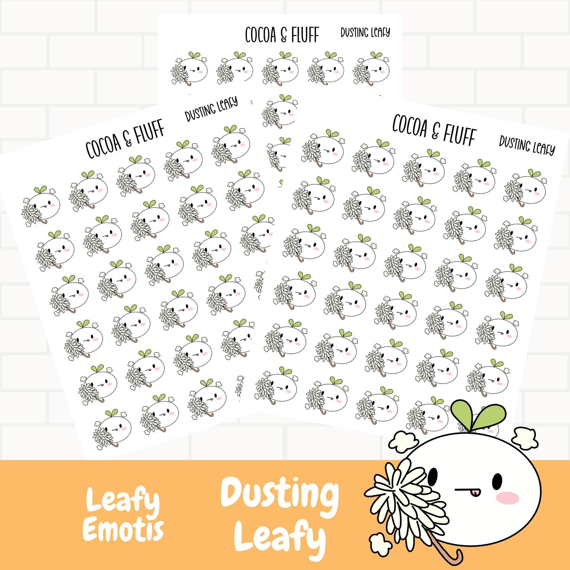 Dusting Leafy Planner Icons – Cocoa & Fluff