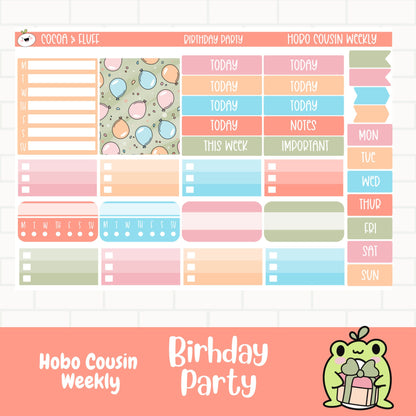 Birthday Party Hobonichi Cousin Weekly Sticker Kit