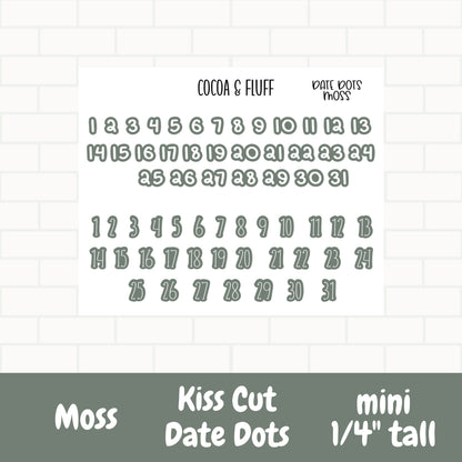 Color Filled Date Dots Planner Stickers