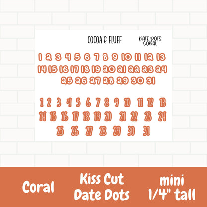 Color Filled Date Dots Planner Stickers