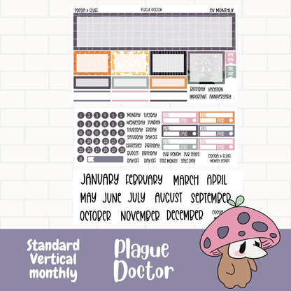 Plague Doctor Standard Vertical Monthly Sticker Kit