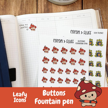 Fountain Pen Buttons Planner Icons