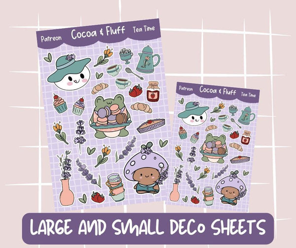 Tea Time Deco Sticker Sheet – Cocoa & Fluff